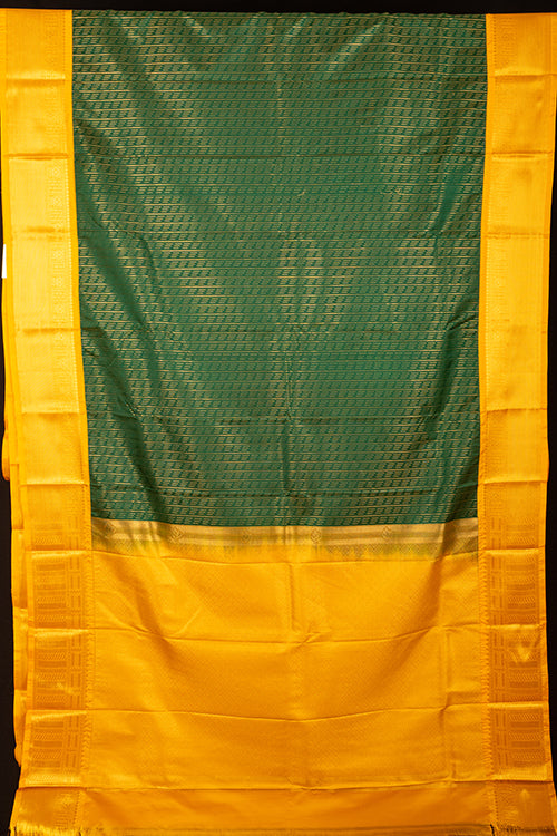 Dark green and mustard semi silk saree