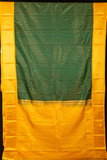 Dark green and mustard semi silk saree
