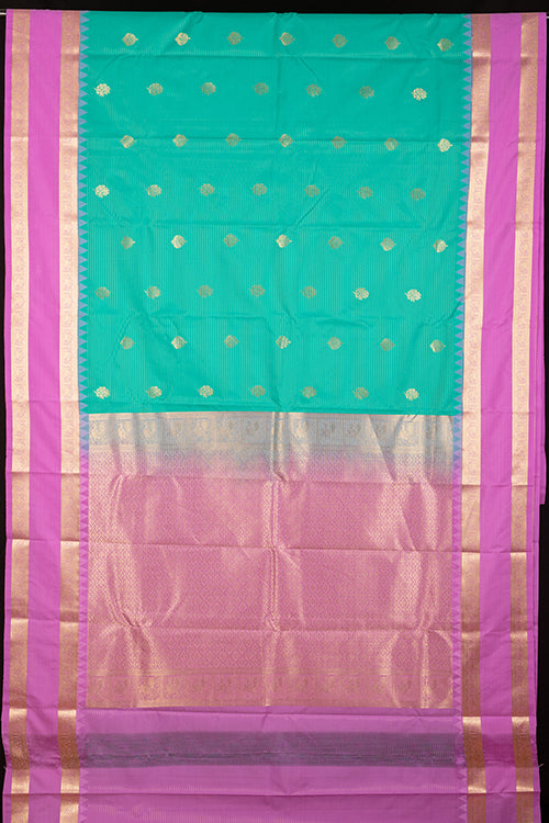 Dual tone aqua green semi silk saree