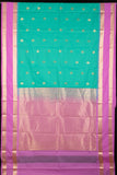Dual tone aqua green semi silk saree