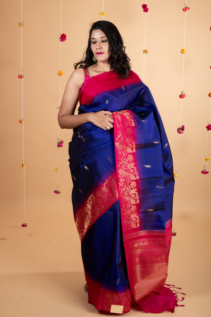 MS Blue Kanchi Silk Saree