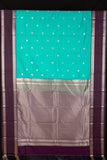 Daul Tone Aqua Green and Purle Retta Petu semi silk saree