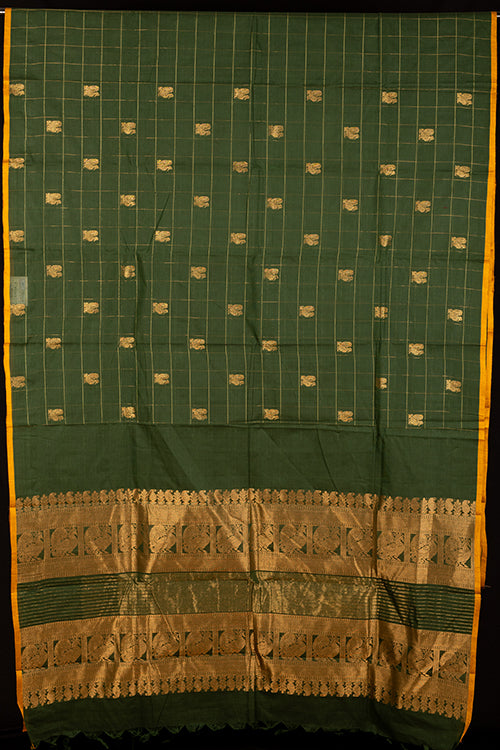 Dual Tone Green Pure Kanchi Cotton Saree