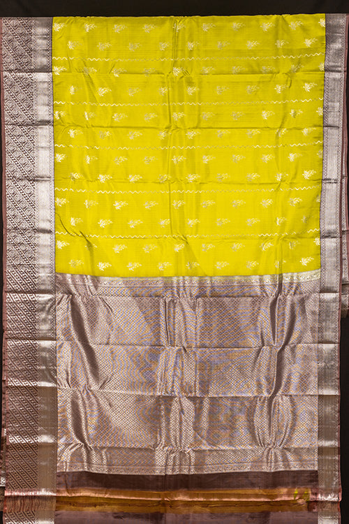 Green and Chocolate Pure Touch Silk Saree