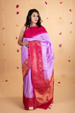 Lavender and pink soft silk saree