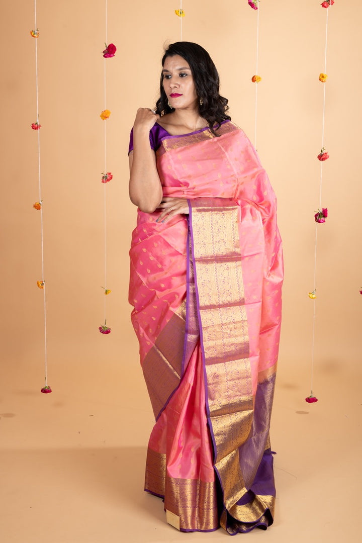 Pink and Purple Combination Silk Saree