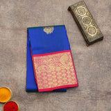 Peacock blue kanchipuram silk saree