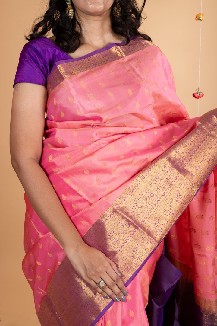 Pink and Purple Combination Silk Saree