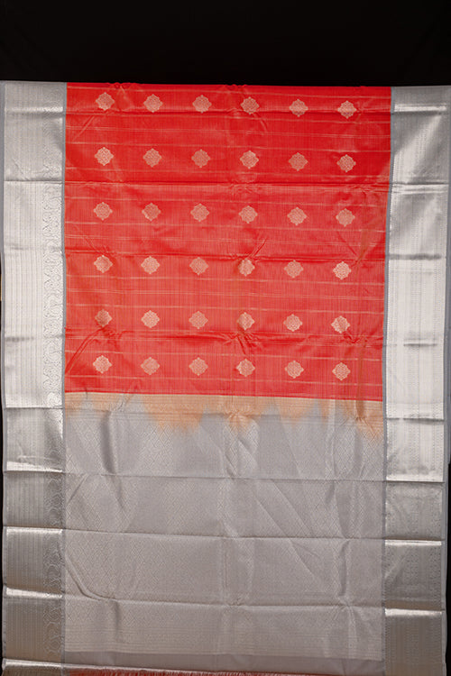 Orange and grey semi silk saree