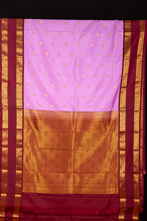 Lavender and Brown Soft Silk Saree