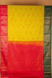 Lime green and pink semi silk saree
