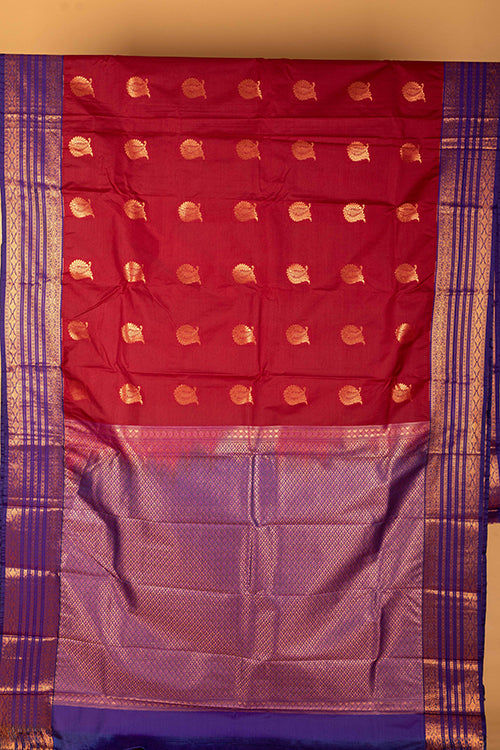 Maroon semi soft silk saree