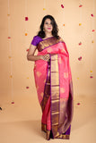 Pink korvai pure silk saree