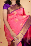 Pink korvai pure silk saree