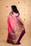 Pink korvai pure silk saree