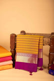 Moong Dal Green and Purple Semi Silk Saree