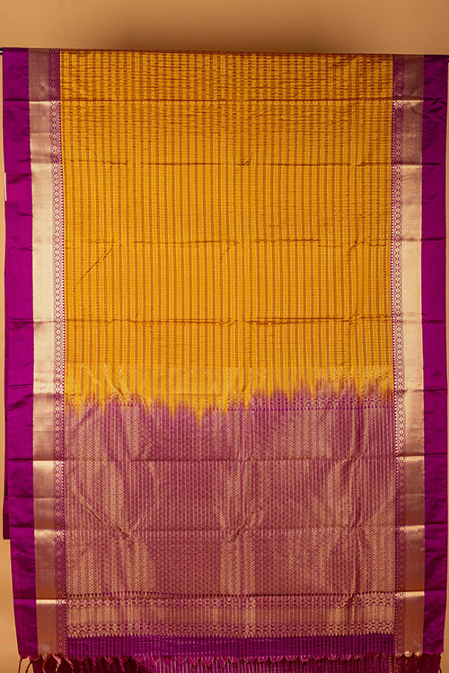 Moong Dal Green and Purple Semi Silk Saree