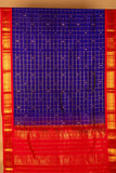 MS Blue and Red pure kanchi sico saree