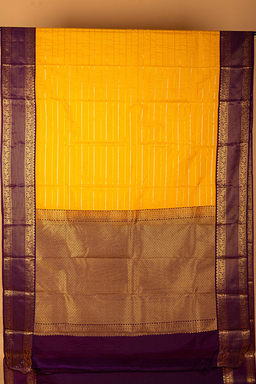 Mustard Purple Semi Silk Saree
