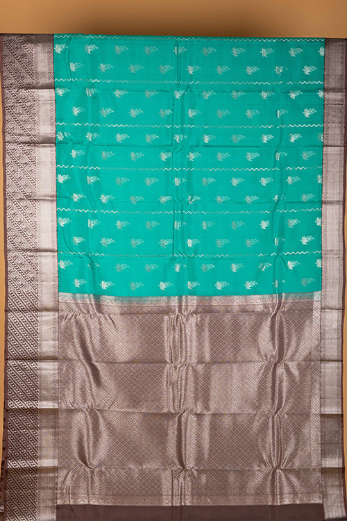 Aqua green chocolate pure touch silk saree