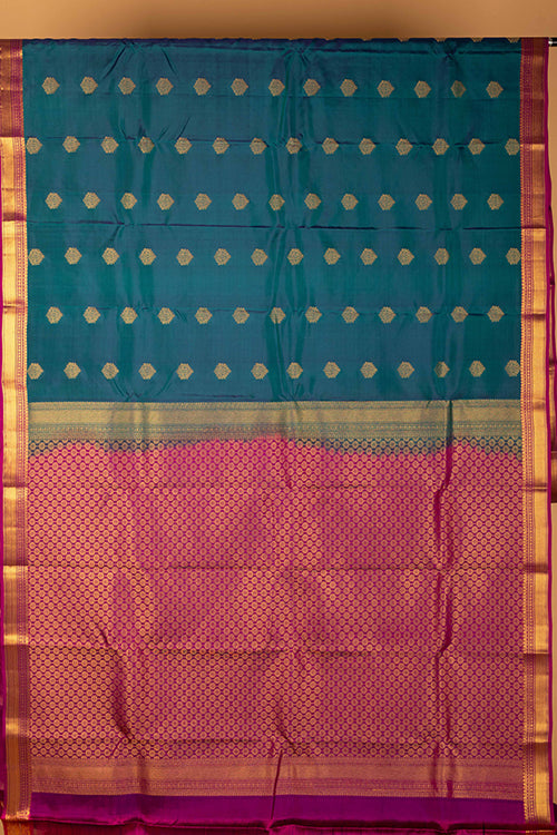 Peacock blue pure touch silk saree