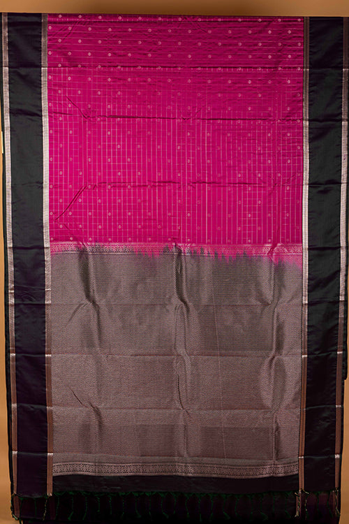 Navy Blue And Pink Semi Silk Sarees