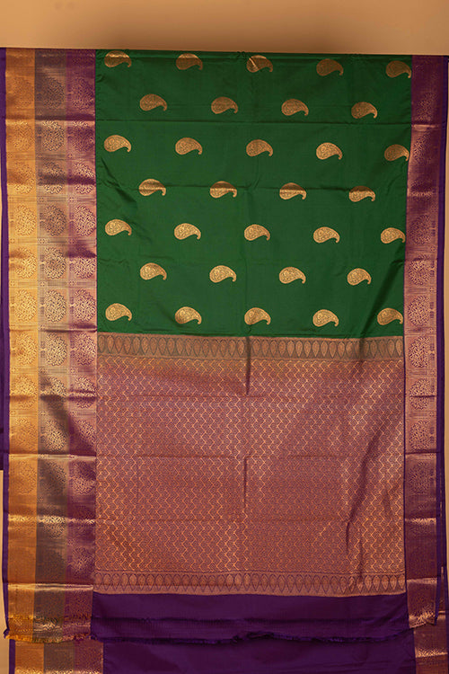 Green and Purple Designer Semi Silk Saree