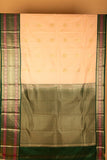 Offwhite and Green Semi Silk Saree
