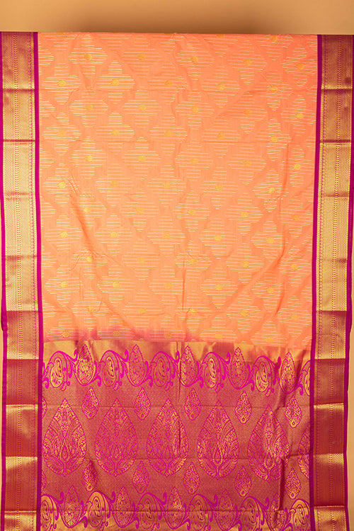 Orange And Purple Semi Silk Saree