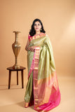 Cardamom green silk saree