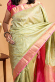 Cardamom green silk saree