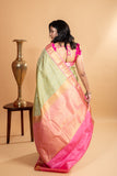 Cardamom green silk saree