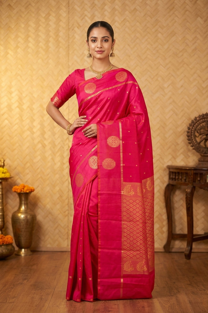 Dual tone pink pure silk saree
