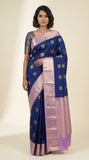Royal blue and Lavender semi silk saree