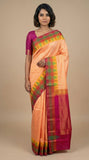 Orange Pink Semi Soft Silk Saree