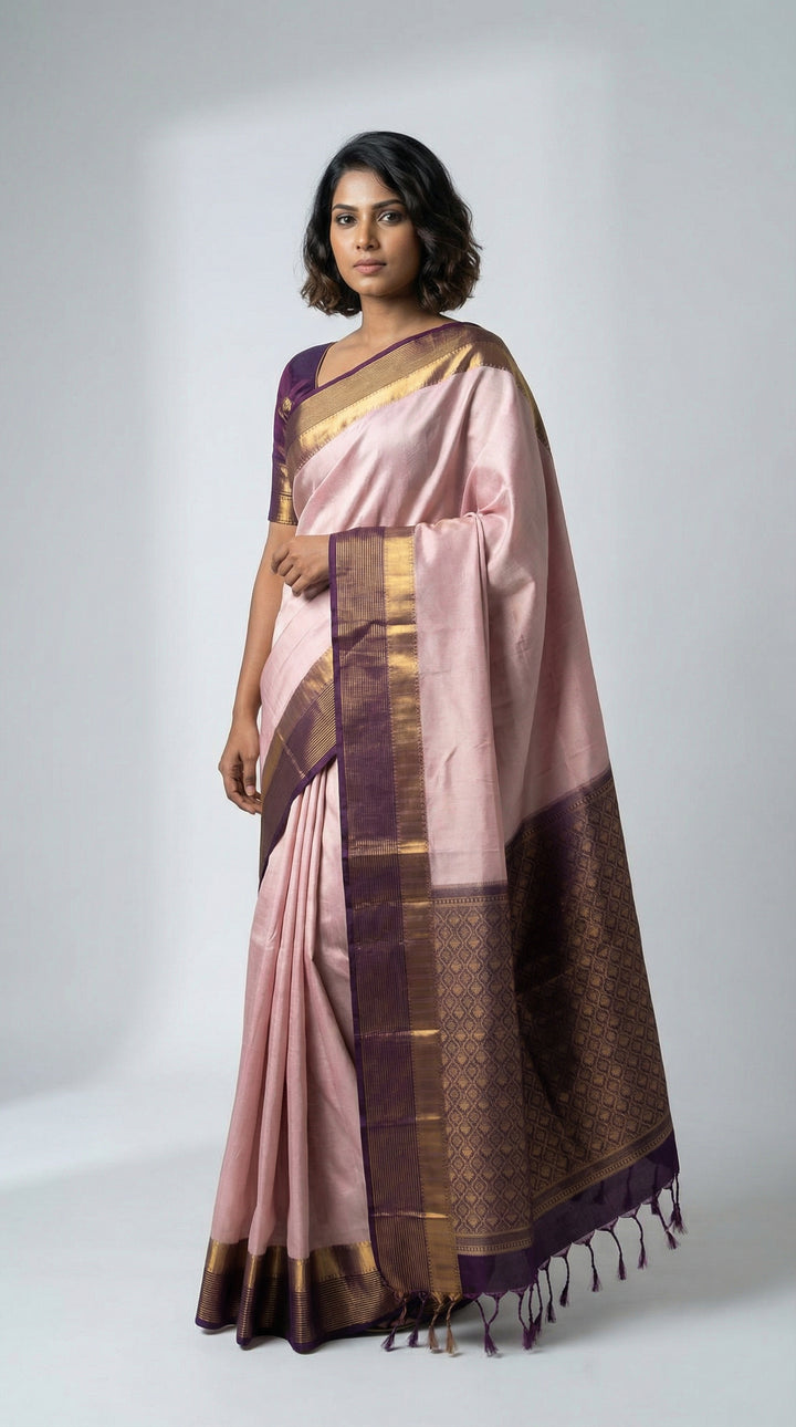 Onion pink and Purple soft silk saree