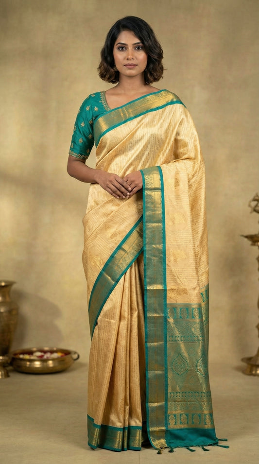 Beige turning semi silk saree