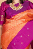Orange and Purple kanjivaram saree