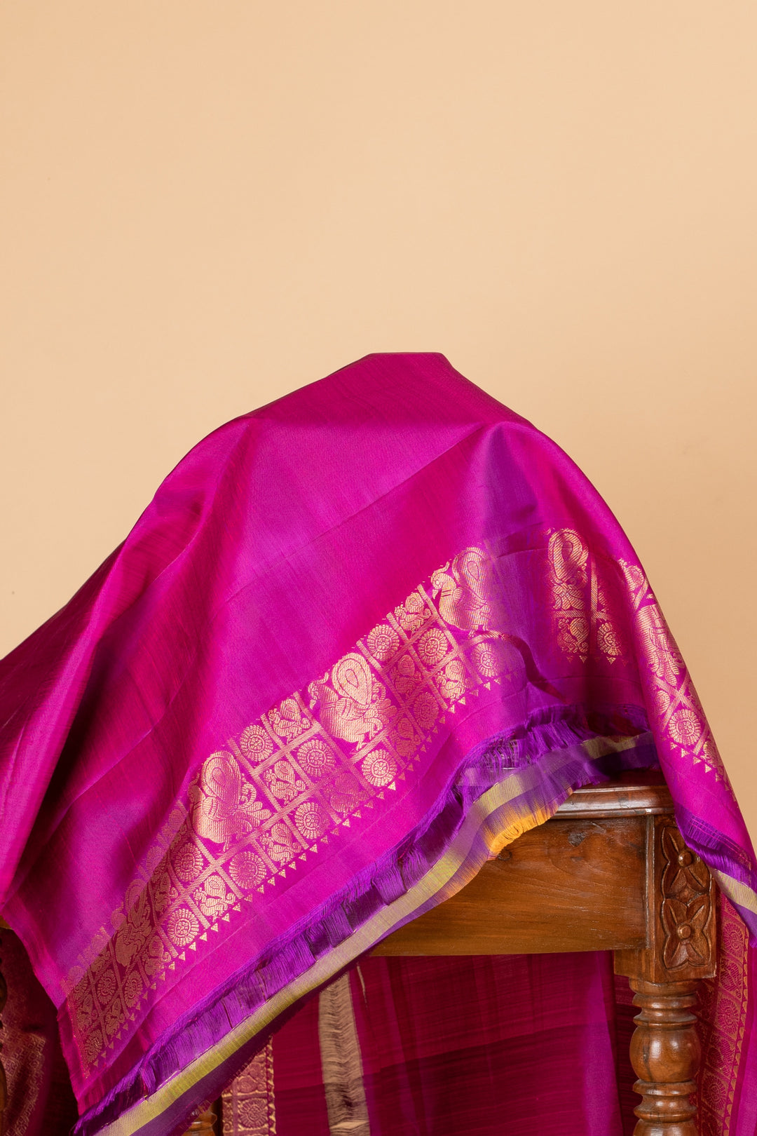 Orange and Purple kanjivaram saree