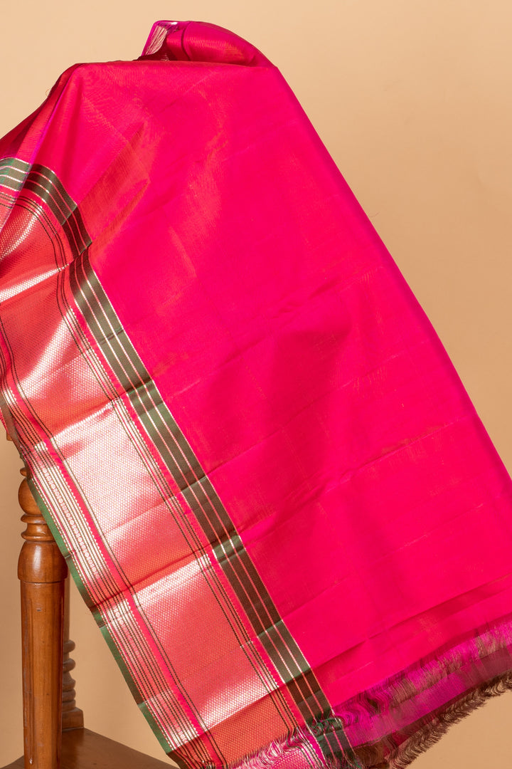 Pink and maroon silk saree