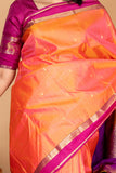 Dual tone orange small border silk saree