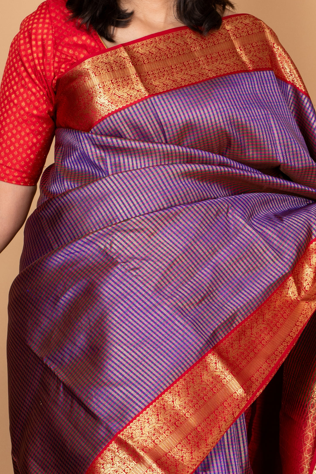 Brinjal purple silk saree