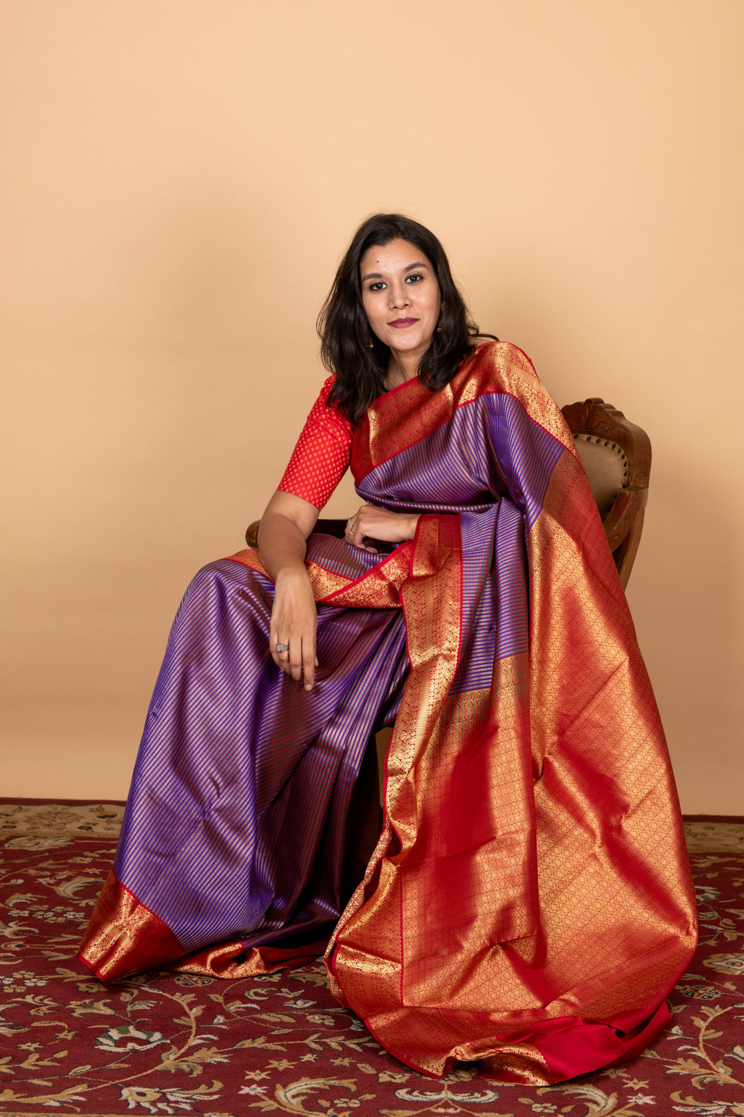 Brinjal purple silk saree