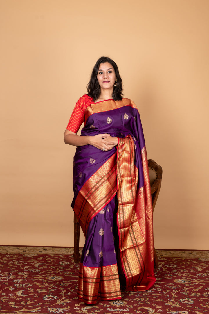 Purple pure silk saree