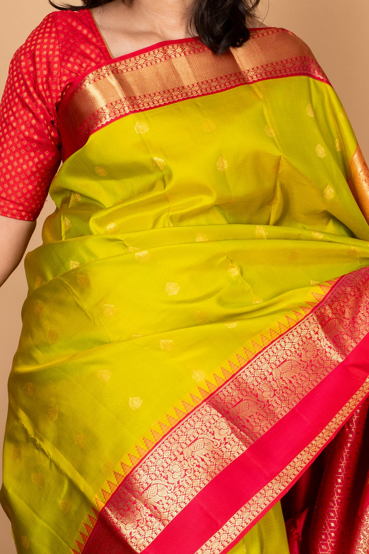 Green Saree With Red Blouse