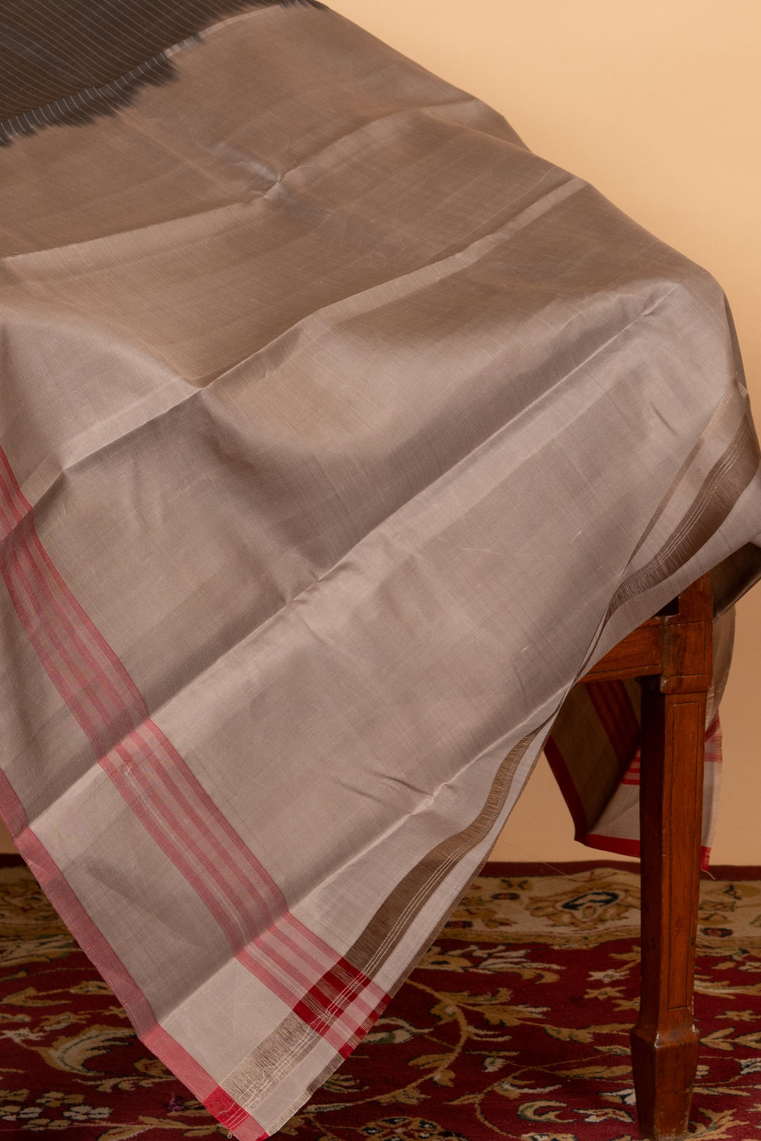 Elephant grey zero zari silk saree