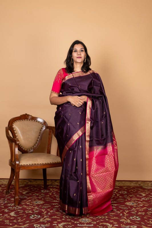Jamun purple silk saree