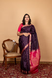 Jamun purple silk saree