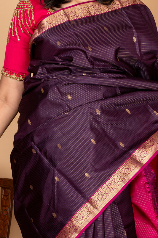 Jamun purple silk saree