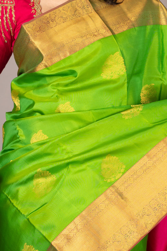 Green and pink combination saree